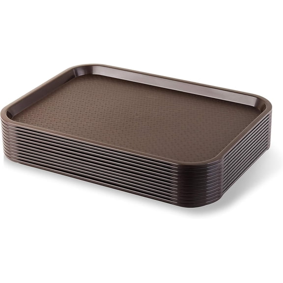 Fast Food Tray, Reusable Plastic Cafeteria Serving Tray, Textured Non-Slip Surface, Stackable Restaurant Tray
