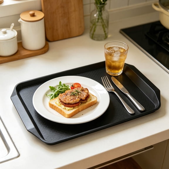 Fast Food Tray, Thickened PP Plastic Serving Tray, Cafeteria Tray for Restaurant and Commercial Use, Stackable Food Tray for Serving Meals, Drinks, Snacks and Lunches
