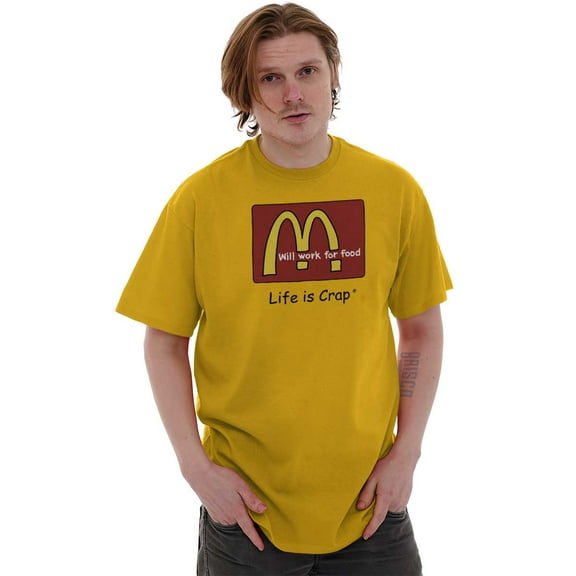 Fast Food Will Work For Ironic Plus Size Crewneck Graphic Tee Shirt Brisco Brands 3X