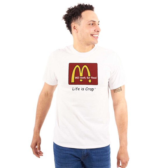 Fast Food Will Work For Ironic Plus Size Crewneck Graphic Tee Shirt Brisco Brands 3X