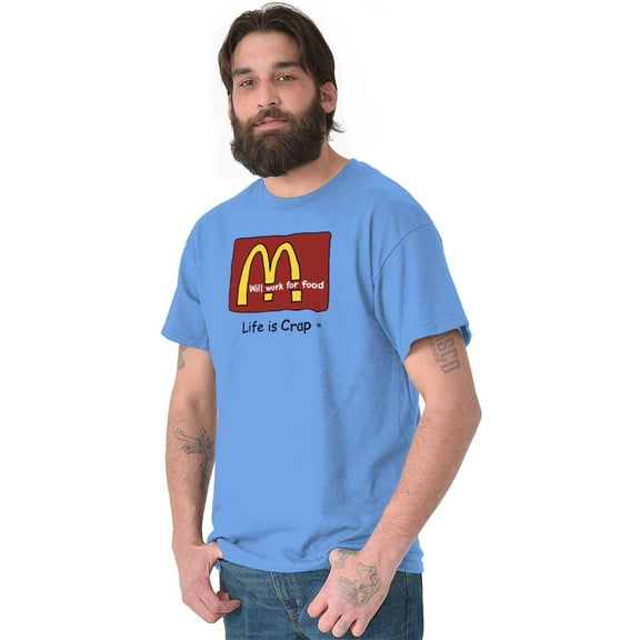 Fast Food Will Work For Ironic Plus Size Crewneck Graphic Tee Shirt Brisco Brands 2X