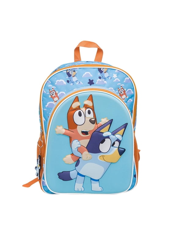 Bluey 3D 16 Inches School Backpack & 2 Mesh Side Pockets, 93877