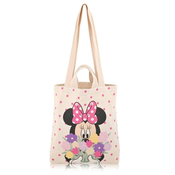 Fast Forward Disney Minnie Mouse Beach Bag Tote Bag for Women | Canvas Beach Tote Bag Reusable Grocery Bag | Grey Travel Bag Minnie Mouse Accessories