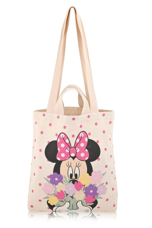 Fast Forward Disney Minnie Mouse Beach Bag Tote Bag for Women | Canvas Beach Tote Bag Reusable Grocery Bag | Grey Travel Bag Minnie Mouse Accessories