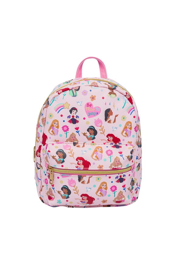 Disney Princess 10 PU Small Backpack Cute Mini Daypack with Front Pocket