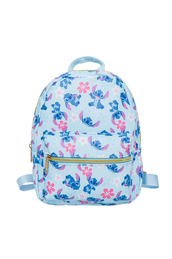 Disney Stitch 10 PU Small Backpack Cute Mini Daypack with Front Pocket