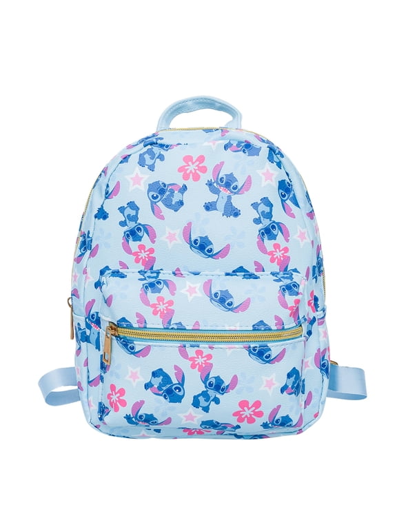 Disney Stitch 10 PU Small Backpack Cute Mini Daypack with Front Pocket