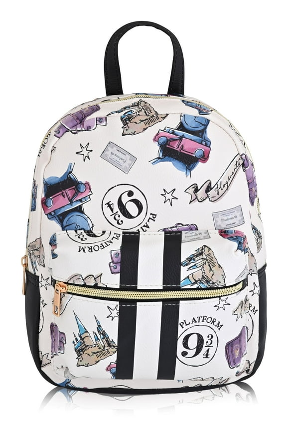 Fast Forward Harry Potter Backpack for Men, Women, Unisex | Cute PU Leather 10" Harry Potter Mini Backpack Purse Shoulder Purse | Harry Potter Bag and Harry Potter Accessories