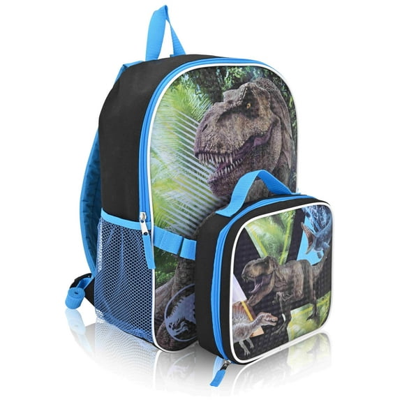 Fast Forward Jurassic Park 16" Backpacks With Lunch Bag - Licensed Characters Kids Schoolbag