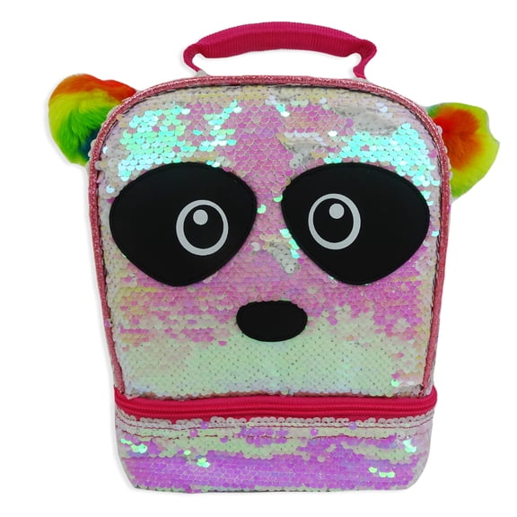 Fast Forward LLC 2-Way Sequin Panda Dual Compartment Lunch Bag