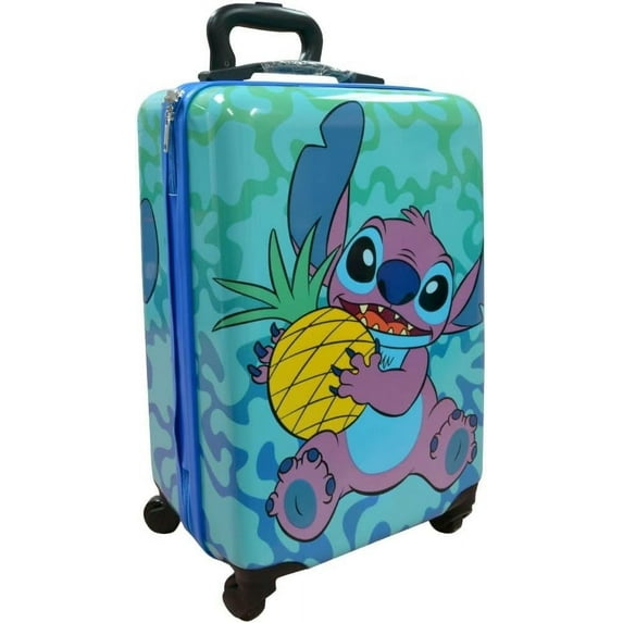 Fast Forward Lilo and Stitch Luggage, 20 Inches Hard-Sided Tween Spinner Suitcase for Toddlers, Kids Carry-On Travel Trolley, Kids Carry-On Luggage with Wheels