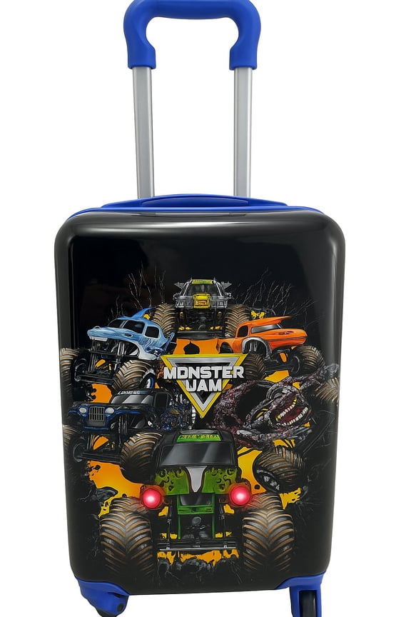 Monster Jam 20" Hardshell Luggage - Cute & Durable Hard-side Suitcase for Travel with Spinner Wheels 20"x12"x8"