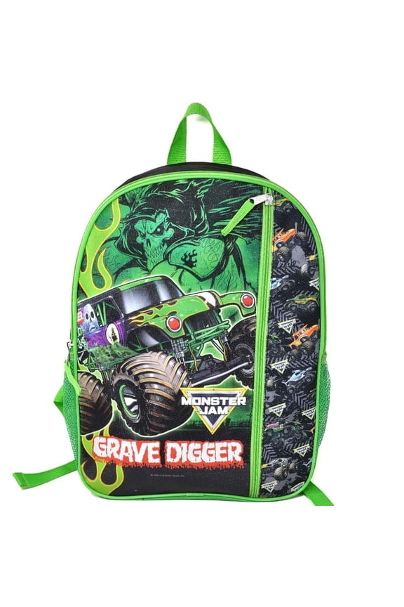 Fast Forward Monster Jam16 Kids Backpack  Colorful Cartoon School Bag with Front Pocket & Side Mesh, Lightweight Travel Backpack for Boys & Girls