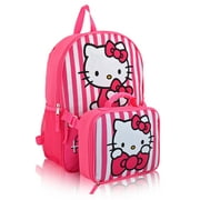 Fast Forward Sanrio Hello Kitty Backpack With Lunch Box for Girls | Hello Kitty Insulated Lunch Bag Lunch Box for Girls, Boys, Toddlers | Hello Kitty Pink Backpack for School and Reusable Lunchbox