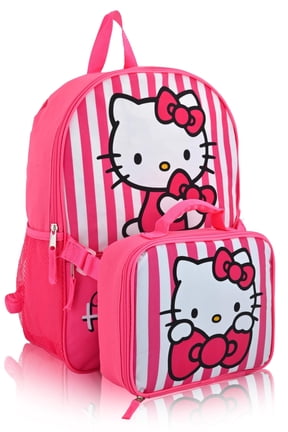 Sanrio Hello Kitty Backpack With Lunch Box for Girls | Hello Kitty Insulated Lunch Bag Lunch Box for Girls, Boys, Toddlers | Hello Kitty Pink Backpack for School and Reusable Lunchbox