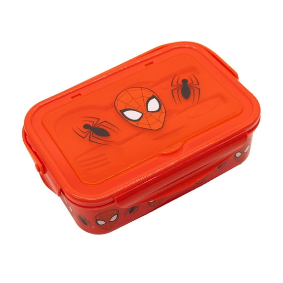 Spiderman Bento Lunch Box for Kids Marvel Food Container with Utensils BPA-Free Toddler Lunch Kit with 3 Compartments Bento Snack Box with Spoon & Fork Ages 4+