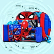 Fast Forward Spiderman Child All Occasion Backpack with Lunch Bag - 5 Pcs Backpack Set for Kids