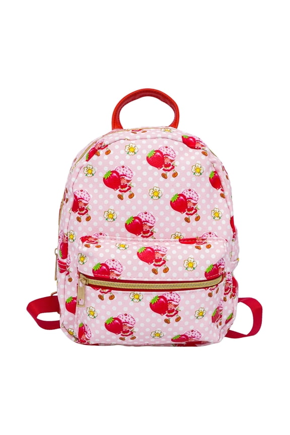 Strawberry Shortcake 10 PU Small Backpack  Cute Mini Daypack with Front Pocket