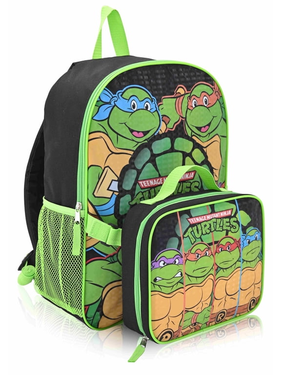Teenage Mutant Ninja Turtles 16" Backpacks With Lunch Bag - Licensed Characters Kids Schoolbag