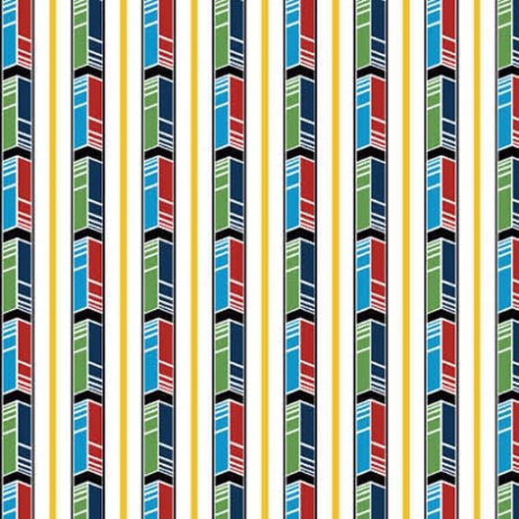 "Fast Friends" Colorful Stripe Fabric Sold By The Yard