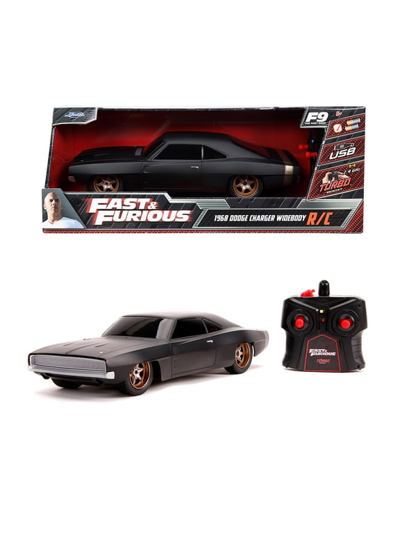 Jada Toys Fast & Furious 1:16 Dom's 1968 Dodge Charger Widebody RC Radio Control Cars(Black)