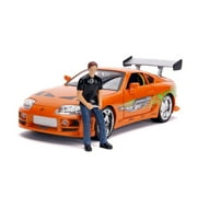 Fast & Furious 1:18 Toyota Supra Die-cast Car & 3 Brian Figure, Toys for Kids and Adults, Model Vehicles