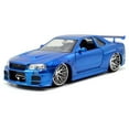 thumbnail image 1 of Fast & Furious 1:24 Brian's 2002 Nissan Skyline GT-R R34 Die-cast Car Play Vehicles, Blue, 1 of 7