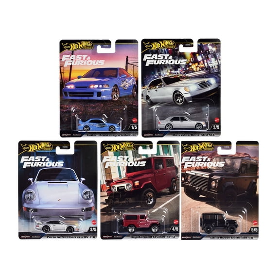 "Fast & Furious" 2023 5 piece Set G Diecast Model Cars by Hot Wheels