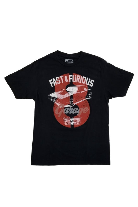 8 Mens Black Dominic Toretto Dodge Ice Charger Graphic T-Shirt L