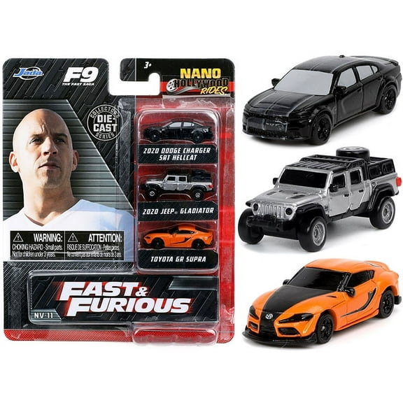 "Fast & Furious 9" (2021) Movie 3 piece Set "Nano Hollywood Rides" Series Diecast Model Cars by Jada