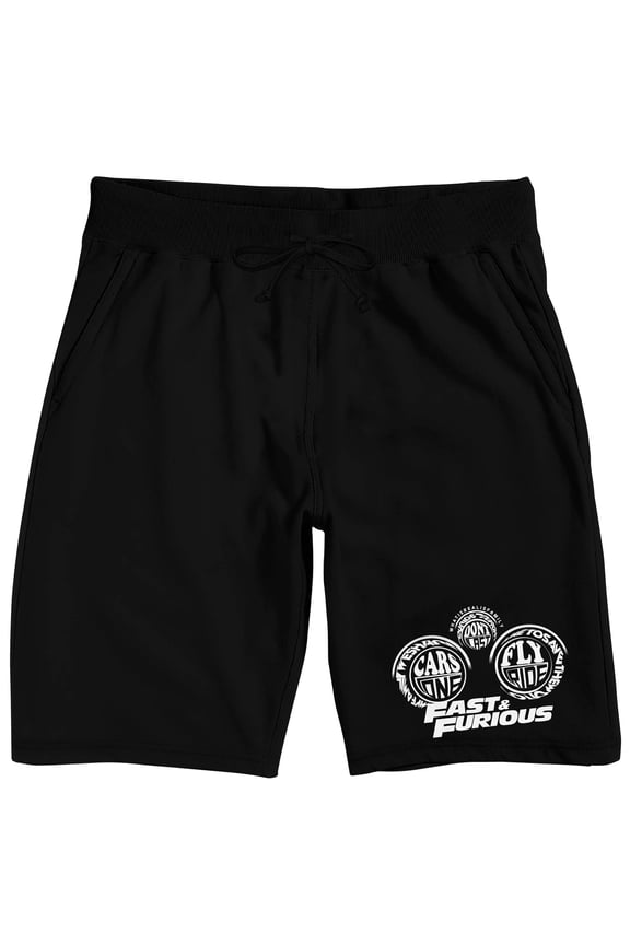 Fast & Furious Circle Text & Logo Men's Black Sleep Pajama Shorts