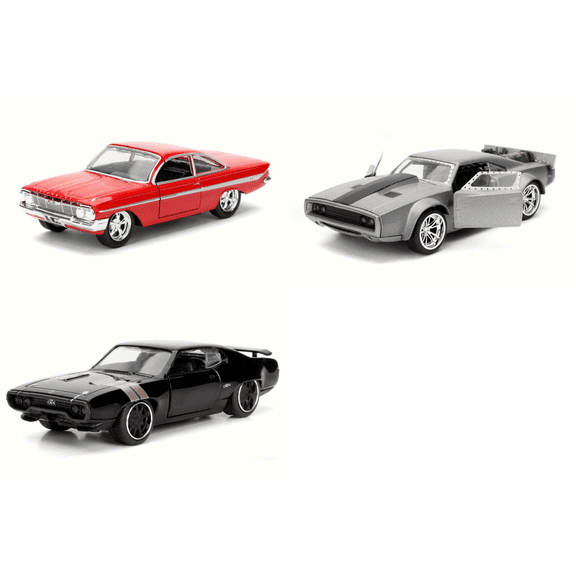 Fast & Furious Dom's F8 Cars Diecast Car Package - Three 1/32 Scale Fast & Furious Dom's F8 Cars Diecast Model Cars