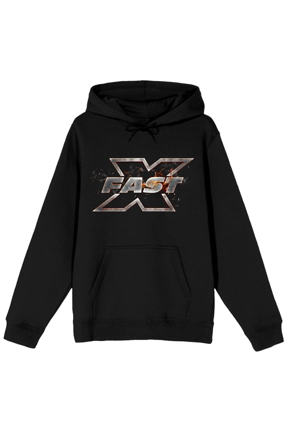 Fast & Furious Fast X Logo Long Sleeve Black Adult Hooded Sweatshirt-XS