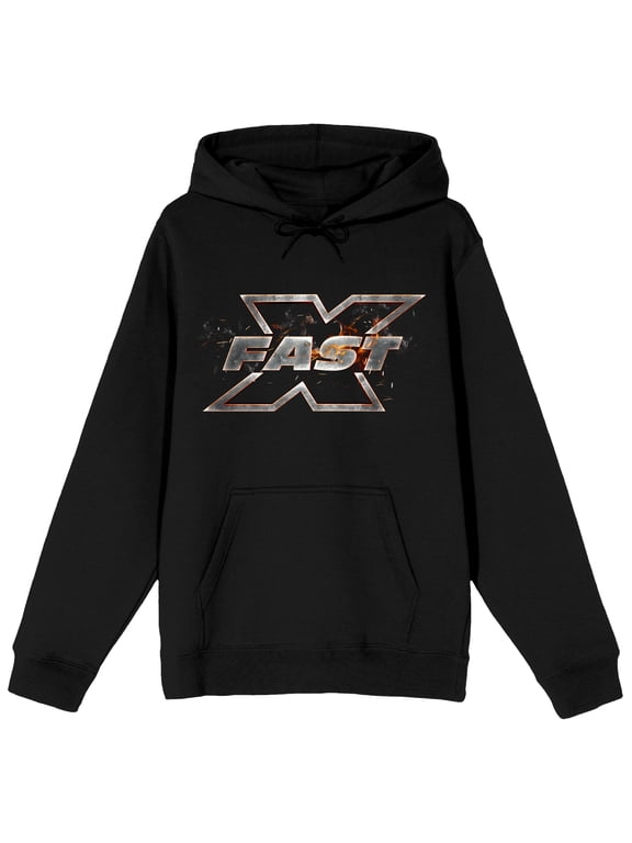 Fast & Furious Fast X Logo Long Sleeve Black Adult Hooded Sweatshirt-XS