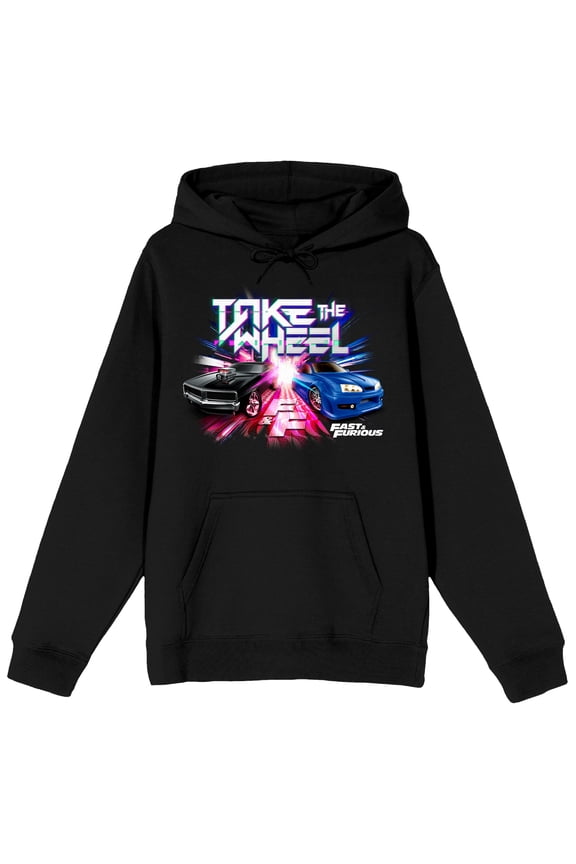 Fast & Furious Franchise Take The Wheel Adult Black Hoodie-Small