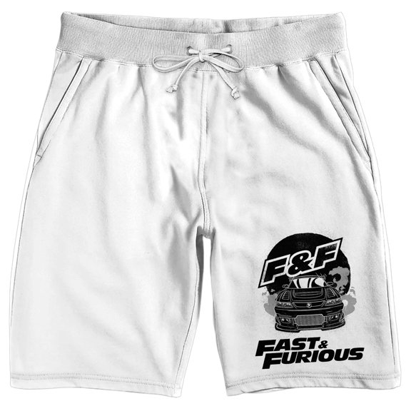 Fast & Furious Logo Adult White Sleep Pajama Shorts-XL