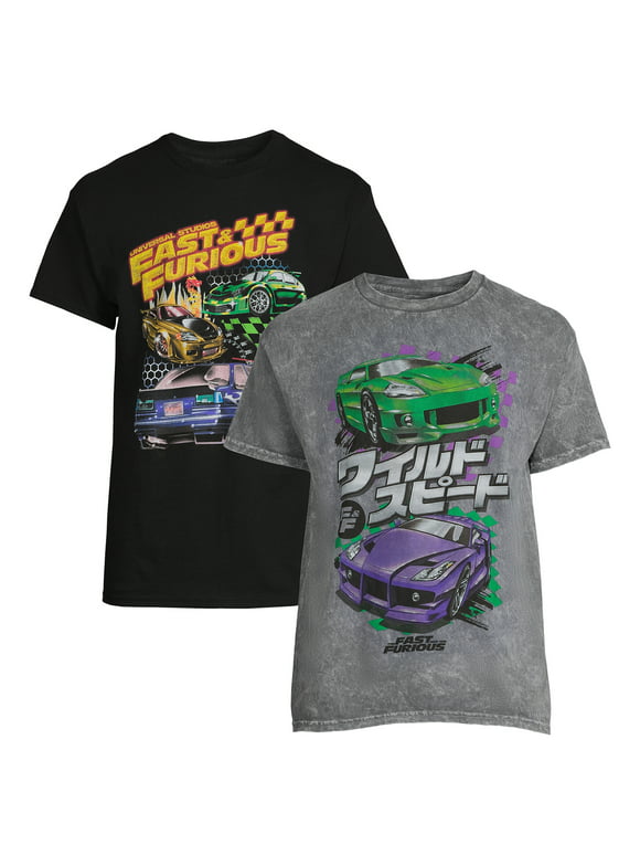Fast & Furious Men’s & Big Men’s Graphic Short Sleeve T-Shirt, 2-Pack, Sizes S-3XL