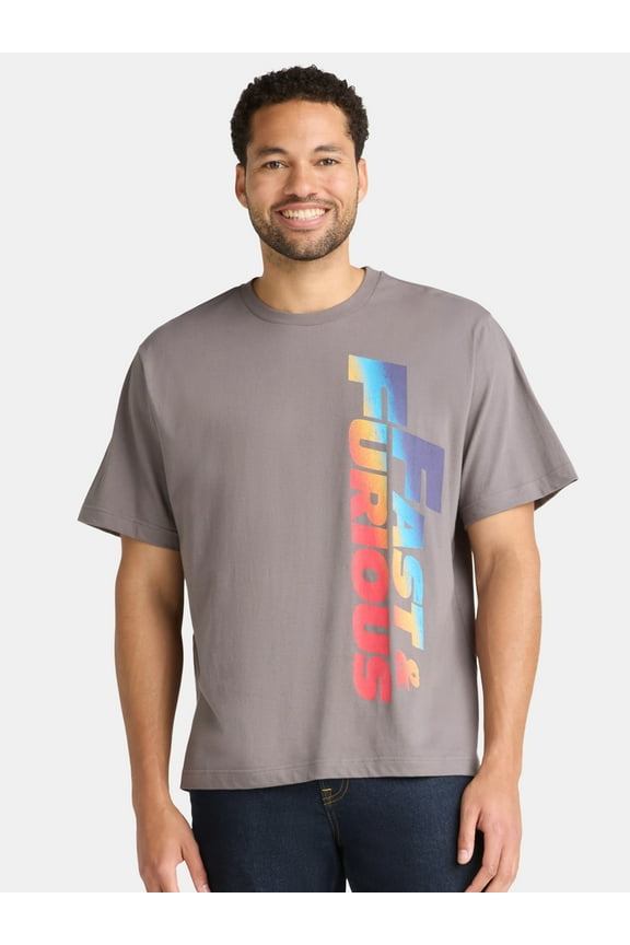 Men's and Big Men's Front Back Graphic Tee with Short Sleeves, Sizes S-3XL