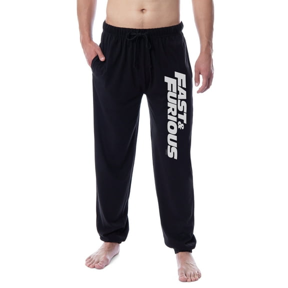 Fast & Furious Mens' Action Movie Film Title Logo Sleep Jogger Pajama Pants