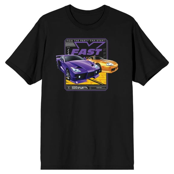Fast & Furious Now The Party Can Start Men's Black Short Sleeve Crew Neck Tee-XXL