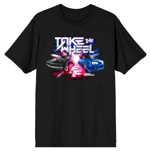 Fast & Furious Take The Wheel Crew Neck Short Sleeve Men's Black T-shirt
-Small