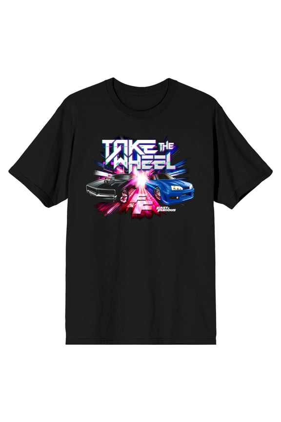 Fast & Furious Take The Wheel Crew Neck Short Sleeve Men's Black T-shirt
-Small