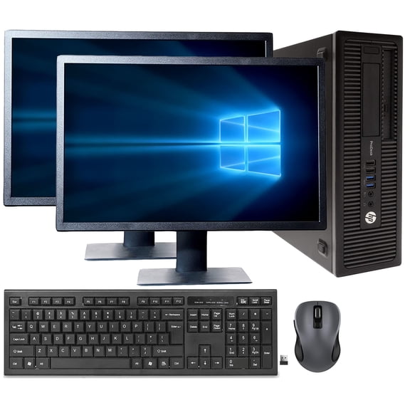 Restored Fast Gaming HP ProDesk 600 G2 Desktop SFF Computer PC Intel Core i5-6th Gen. 16GB Ram, 128GB SSD, 2TB HDD, Nvidia GeForce GT 1030 2GB DDR5, NEW Dual 19" Monitors Windows 10 Pro (Refurbished)