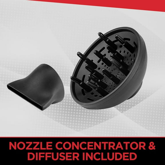 -Fast Hair Dryer with Ceramic & Ionic Technology, Reduces Frizz & Increases Shine, Nozzle & Diffuser Attachments
