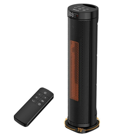 1500W Portable Ceramic Space Heater with Remote, Thermostat & Oscillation for Bedroom and Office