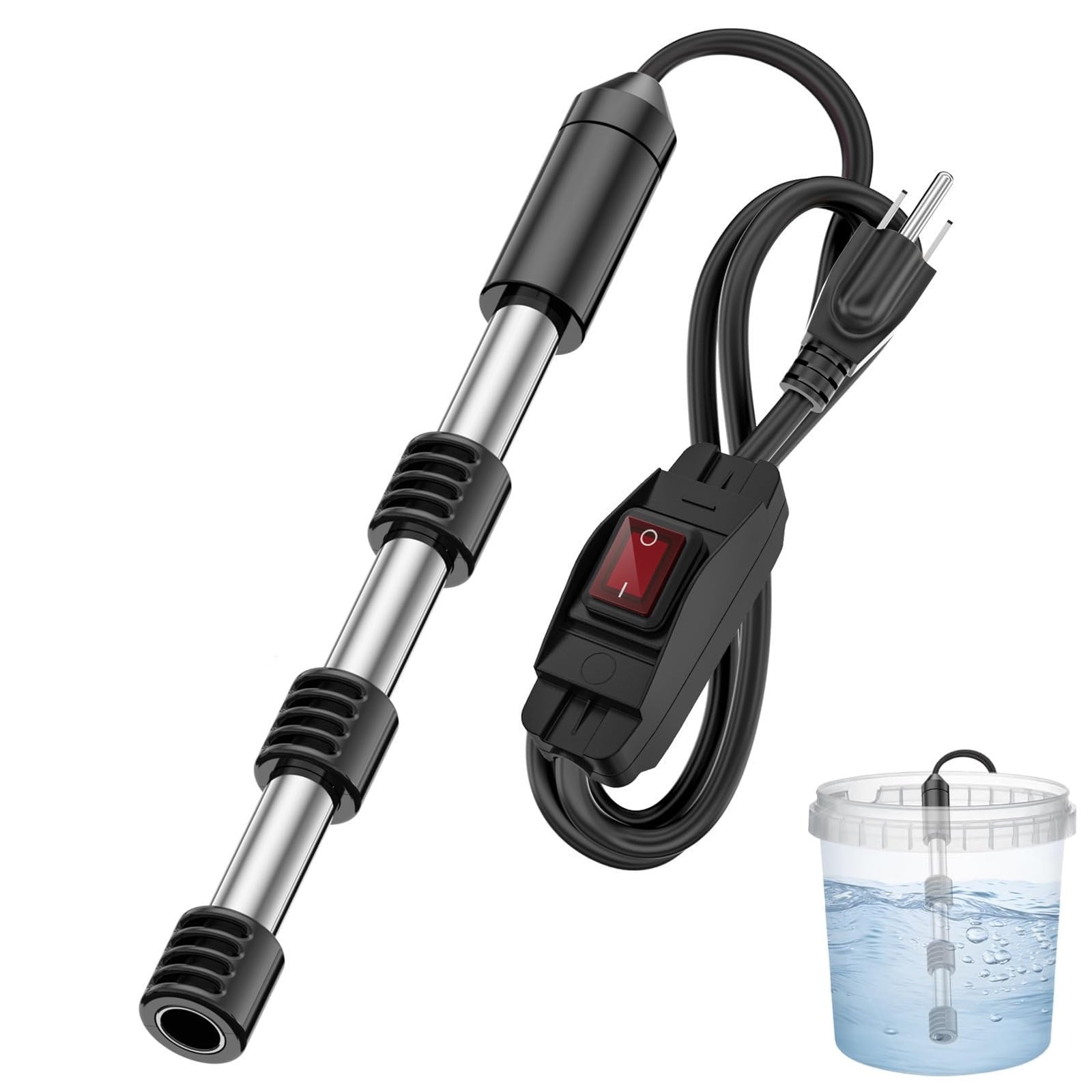 Fast Heating Immersion Water Heater 2000W Portable Pool Heater Submersible Bucket Heater 304 Stainless Steel Convenient and Efficient