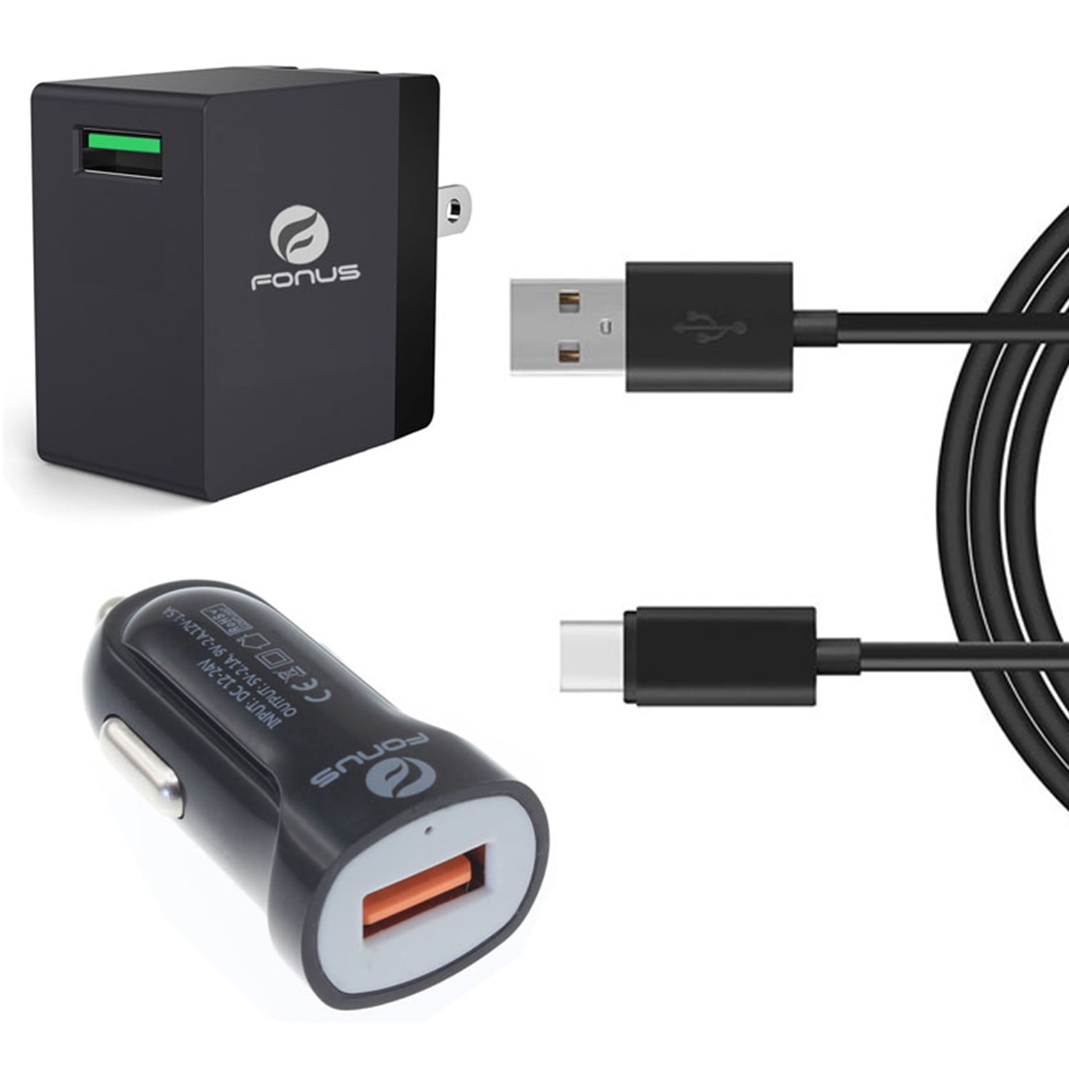 Fast Home Car Charger for Nokia T20/T21 - USB Cable Type-C 6ft Long Travel Power Adapter Cord