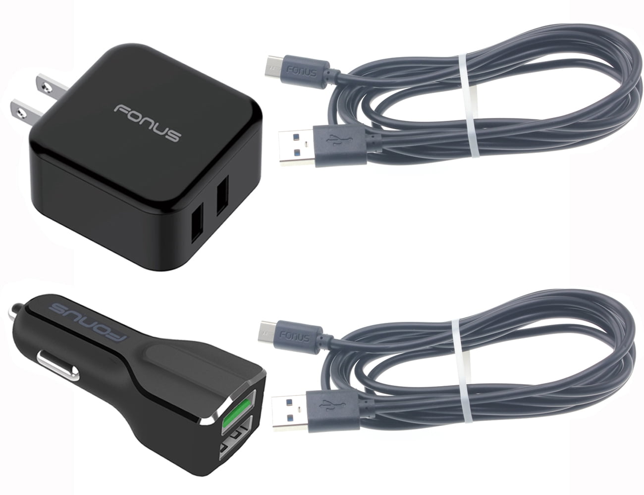 Fast Home Car Charger for OnePlus 11/12/12R/13/13R 5G - USB Cable Type-C 6ft Long Travel Power Adapter Cord