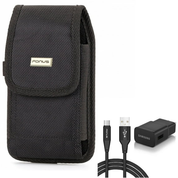 Fast Home Charger + Case Belt Clip for Motorola One 5G Ace Phone - Type-C 6ft USB Cable Quick Power and Swivel Holster Rugged Cover Combo for Motorola One 5G Ace (2021)