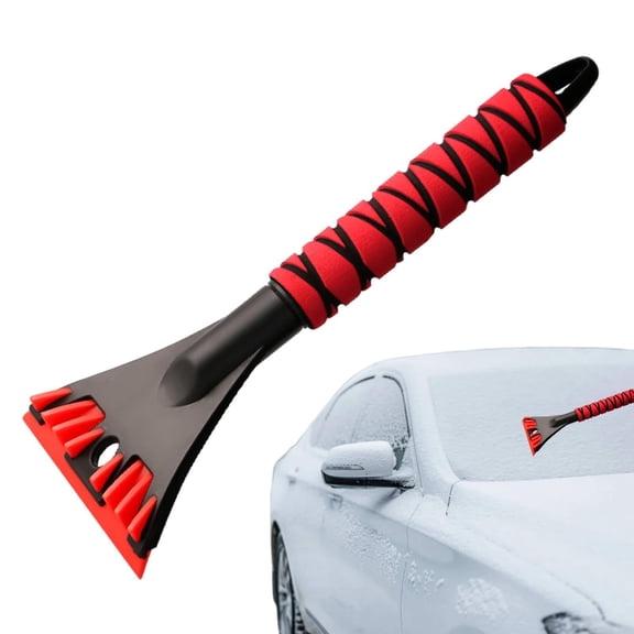 Fast Ice Removal Car Scraper Tool with Non-Slip Foam Grip, Heavy Duty Windshield Snow Remover for Trucks and SUVs, Durable Ice Chisel for Winter Frost Clearing #Style007 Red
